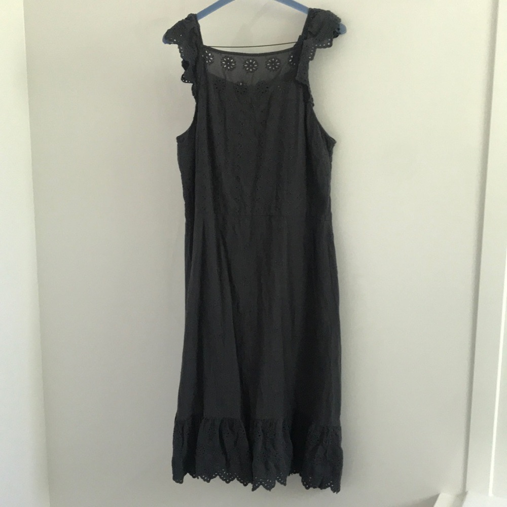 Loft SZ 10 grey eyelet dress.